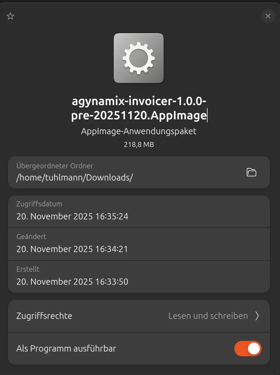 Right-click the AppImage file, select Properties, and check 'Allow executing file as program'